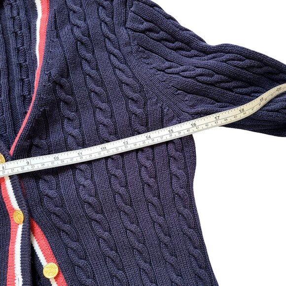 346 Brooks Brothers Cardigan Women S Cable Knit Sweater Gold Button Old Money - Picture 10 of 10